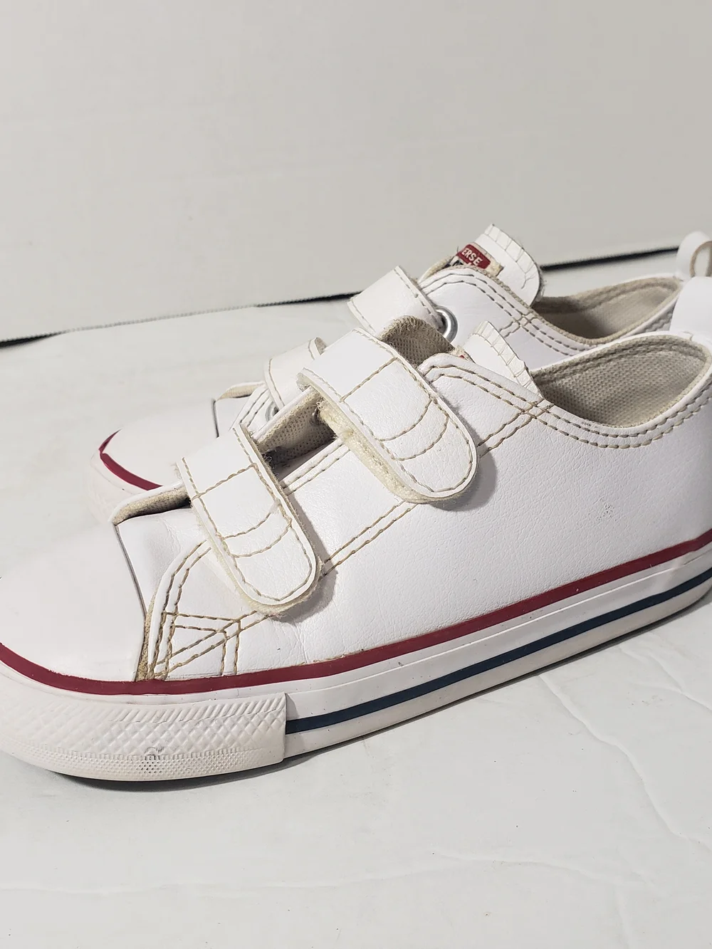 Converse Chuck Taylor Classic White Leather Sneakers Self Straps Sz:10 Unisex